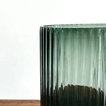 BUICCE Amber Hand Blown Glass Flower Vase for Home Decor