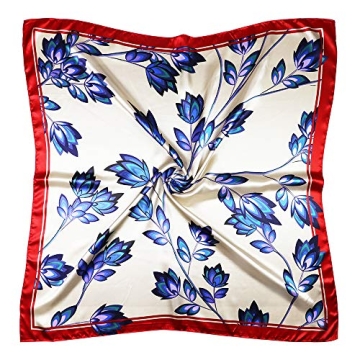 Vabovin 35" Women's Luxury Silk Like Scarf - Elegant Gray Floral Pattern