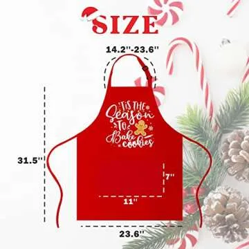 Saukore Funny Christmas Baking Apron for Women Men Adjustable Kitchen Cooking Aprons with 2 Pockets ...