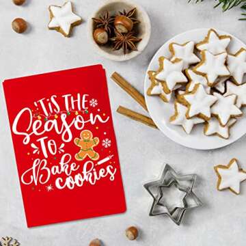 Saukore Funny Christmas Baking Apron for Women Men Adjustable Kitchen Cooking Aprons with 2 Pockets - Cute Christmas Aprons Gift for Bakers Mom Wife Husband Sister - Tis The Season to Bake Cookies