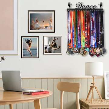 Goutoports Dance Medal Holder Display-Dance and Gymnastics Athletic Competition Medal Rack Display Wall Mounted-Over 60 Medals Easy to Install.
