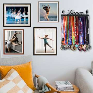 Goutoports Dance Medal Holder Display-Dance and Gymnastics Athletic Competition Medal Rack Display Wall Mounted-Over 60 Medals Easy to Install.