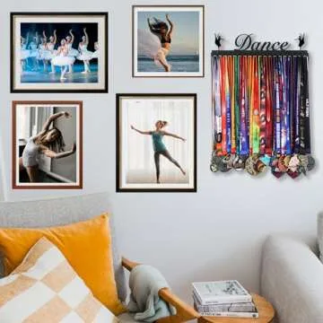 Goutoports Dance Medal Holder Display-Dance and Gymnastics Athletic Competition Medal Rack Display Wall Mounted-Over 60 Medals Easy to Install.
