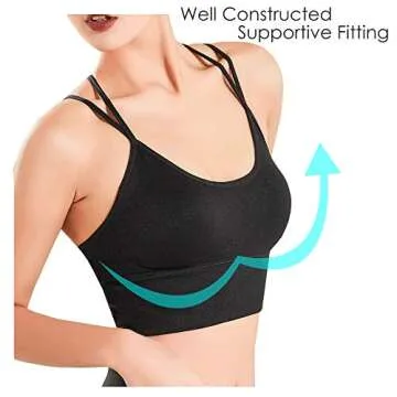 Evercute Cross Back Sport Bras Padded Strappy Cropped
