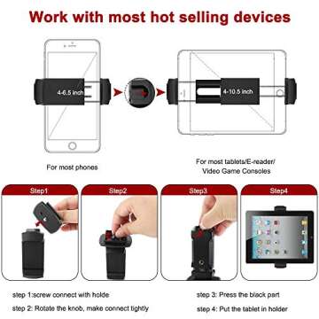 JOILCAN 65” Camera/Tablet/Phone Tripod, Aluminum Lightweight Tripod Stand 11 lbs Load with Universal Phone/Tablet Mount,2PC Quick Plates for Cannon Nikon Camera,IPAD and iPhone(Red)