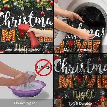 YCUCUEI 7x5ft Christmas Movie Night Backdrop Winter Merry Xmas Background Holiday Cake Table Boys Kids Birthday Party Decorations Banner Photo Booth