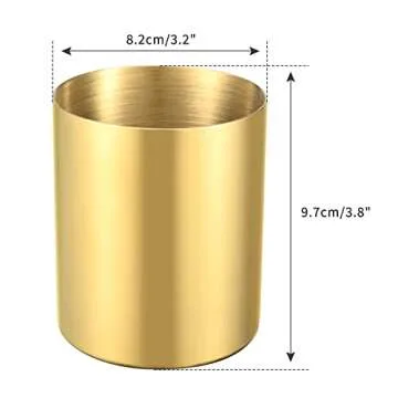 Gold Pencil Holder for Desk, 304 Stainless Steel Pencil Cup, Pen Holder Cup, Pen Pot, Makeup Brush Holder, Desktop Accessory Stationery Organizer