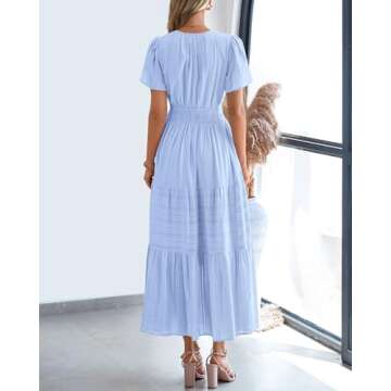 BTFBM Womens Summer 2025 Casual Maxi Dress with Pockets