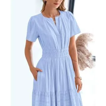 BTFBM Womens Summer 2025 Casual Maxi Dress with Pockets