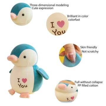 AUCOOMA 9.8" Plush Penguin Dolls，Kids Blue Stuffed Animals Toys, Boy Girl Girlfriend Valentine's D...