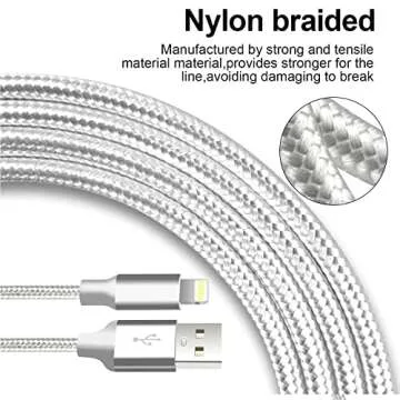 cugunu iPhone Charger, 5 Pack 3/3/6/6/10FT Apple MFi Certified USB Lightning Cable Nylon Braided Fas...