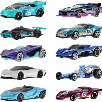 Hot Wheels 10-Pack of Toy Race Cars, Includes 1:64 Scale Corvette, Lamborghini, McLaren Originals (A...