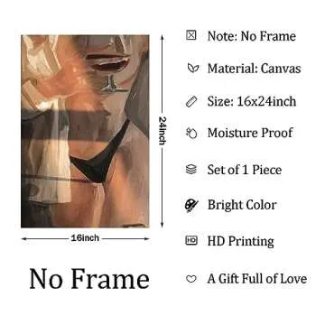 Nude Woman Pictures Female Body Art Abstract Sexy Nude Woman Female Aesthetic Poster Sexy Female Wall Art Body Aesthetic Abstract Body Painting Sexy Woman for Living Room 16x24inch No Frame