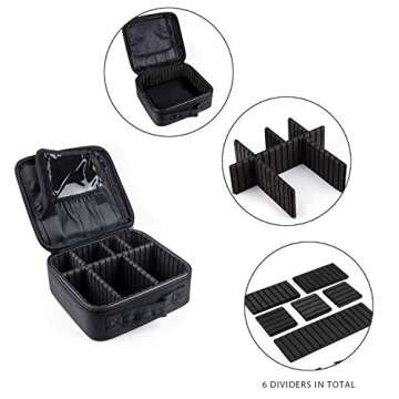 AKIRO Makeup Train Case,Makeup Case Organizer Portable Artist Storage Bag for Cosmetics, Makeup Bag,Makeup Brush Set, Toiletry Bag And Travel Accessories (Black)