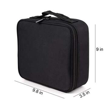 AKIRO Makeup Train Case,Makeup Case Organizer Portable Artist Storage Bag for Cosmetics, Makeup Bag,Makeup Brush Set, Toiletry Bag And Travel Accessories (Black)