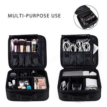 AKIRO Makeup Train Case,Makeup Case Organizer Portable Artist Storage Bag for Cosmetics, Makeup Bag,Makeup Brush Set, Toiletry Bag And Travel Accessories (Black)