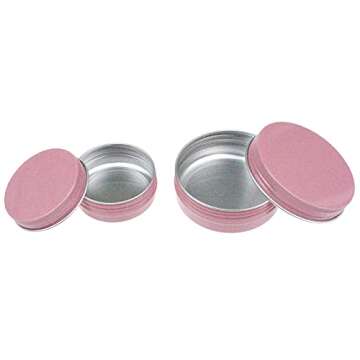 Thintinick 32 Pieces Screw Lid Round Aluminum Tins Empty Metal Jars Spice Lip Balm Candle Storage Containers Travel Cans, 2oz & 1oz Mixed Sizes (Pink)