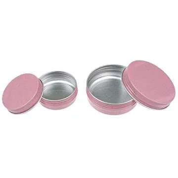 Thintinick 32 Pieces Screw Lid Round Aluminum Tins Empty Metal Jars Spice Lip Balm Candle Storage Containers Travel Cans, 2oz & 1oz Mixed Sizes (Pink)