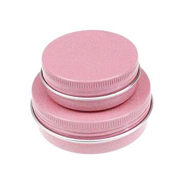 Thintinick 32 Pieces Screw Lid Round Aluminum Tins Empty Metal Jars Spice Lip Balm Candle Storage Containers Travel Cans, 2oz & 1oz Mixed Sizes (Pink)