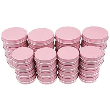 Thintinick 32 Pieces Screw Lid Round Aluminum Tins Empty Metal Jars Spice Lip Balm Candle Storage Containers Travel Cans, 2oz & 1oz Mixed Sizes (Pink)