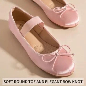 Trary Pink Flats for Women, Pink Ballet Flats for Women, Women's Flats, Pink Flats for Girls, Elastic Straps Flats Shoes, Round Toe Dress Shoes for Women, Casual Closed Toe Bow Flats Shoes for Women