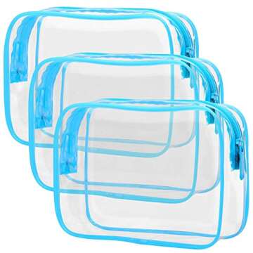 PACKISM Clear Toiletry Bag, 3 Pack TSA Approved Toiletry Bag Quart Size Bag, Travel Makeup Cosmetic ...