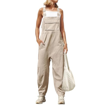 ZESICA Women's Sleeveless Overalls Jumpsuit - Casual Loose Fit with Pockets