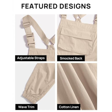 ZESICA Women's Casual Adjustable Overalls Jumpsuit with Pockets