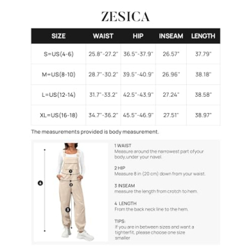 ZESICA Women's Casual Adjustable Overalls Jumpsuit with Pockets