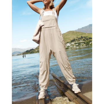 ZESICA Women's Casual Adjustable Overalls Jumpsuit with Pockets