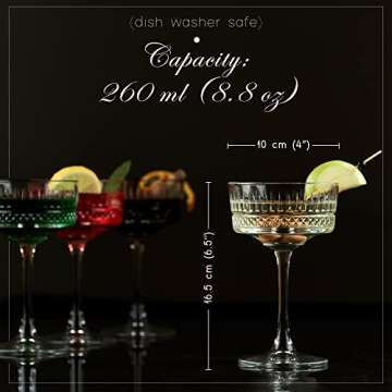 Vintage Coupe Glasses Set - Elegant Cocktail and Dessert Glassware