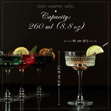 Vintage Coupe Glasses Set - Elegant Cocktail and Dessert Glassware