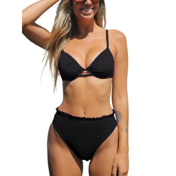 CUPSHE Women Swimsuit Bikini Set - Chic High Waisted Two Piece for Summer Style