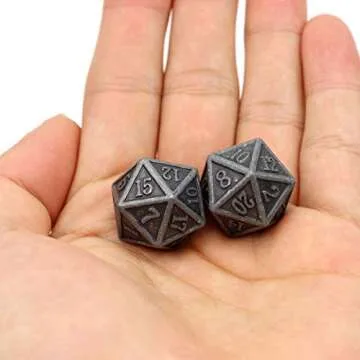 Haxtec D20 Metal Dice Set DND Dice for Dungeons and Dragons Role Playing Board Games 2 Pack (Antique...