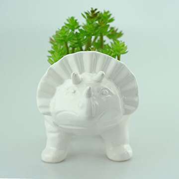 Adorable Triceratops Ceramic Planter for Kids & Adults
