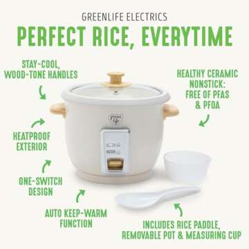GreenLife Electric Rice Cooker with Nonstick Ceramic Pot