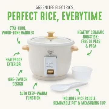 GreenLife Electric Rice Cooker with Nonstick Ceramic Pot