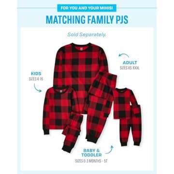 The Children's Place,Family Matching Christmas Holiday Pajamas Sets, Snug Fit 100% Cotton, Adult, Big Kid, Toddler, Baby,Baby & Toddler - PJ Set,RED/BLK BUFF,12-18 MONTHS