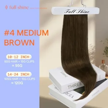 Full Shine Human Hair Clip in Extensions Brown Clip in Hair Extensions Real Human Hair Cool Brown Human Hair Extensions Clip ins for Women Remy Hair Straight Real Hair Extensions 14 Inch 7 pcs