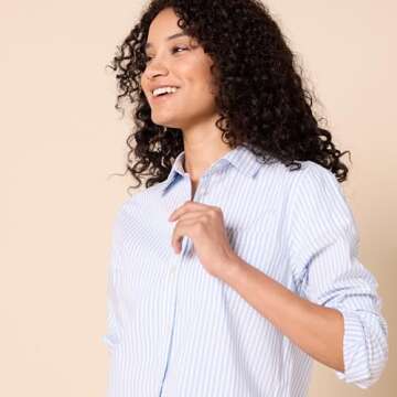 Classic-Fit Long-Sleeve Button-Down Shirt for Women