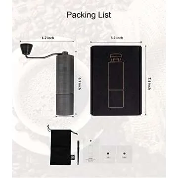 TIMEMORE Manual Coffee Grinder Hand Coffee Grinder Stainless Steel Conical Burr Chestnut C2 MAX Internal Adjustable Setting Capacity 30g French Press Coffee for Travel, Camping, Home (Black C2 MAX)