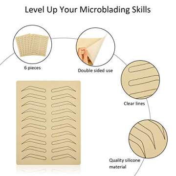 6 Pieces Eyebrow Tattoo Skin Latex Microblading Practice Tattoo Skin Practice Sheet No Ink Needed Practice Skin Double Sided Practice Skin (Black Eyebrow Tattoo Skin)