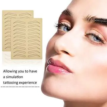 6 Pieces Eyebrow Tattoo Skin Latex Microblading Practice Tattoo Skin Practice Sheet No Ink Needed Practice Skin Double Sided Practice Skin (Black Eyebrow Tattoo Skin)
