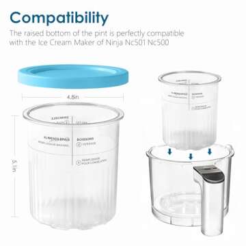 vione Replacement for Ninja Creami Deluxe Pints and Lids – 4 pack, 24 oz. Pint Containers Compatible with NC501, NC500 Series – BPA Free, Dishwasher Safe, Assorted Colors