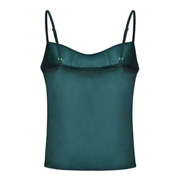 Womens Silk Spaghetti Strap Camisole Sexy Adjustable Satin Slip Soft Vest Tank Top for Women Dark Green Medium