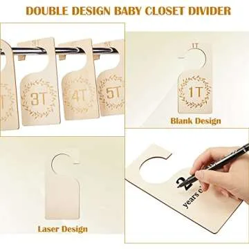Patelai 7 Pcs Wooden Baby Closet Dividers Organizer for Kids