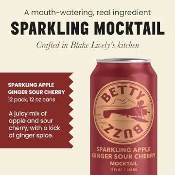 Betty Buzz Sparkling Mocktail Bundle (24 Pack Cans) – Sparkling Apple Ginger Sour Cherry & Oak Smo...