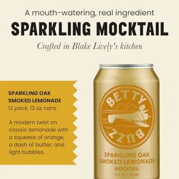 Betty Buzz Sparkling Mocktail Bundle (24 Pack Cans) – Sparkling Apple Ginger Sour Cherry & Oak Smoked Lemonade – Natural Flavors & Sweeteners, Only Clean Ingredients