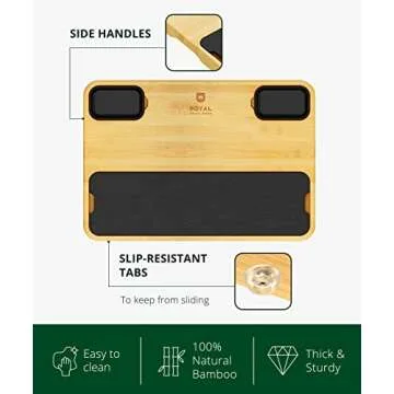 ROYAL CRAFT WOOD Extra Large Bamboo Cheese Board and Knife Set - With Slate Plate and Sauce Bowls