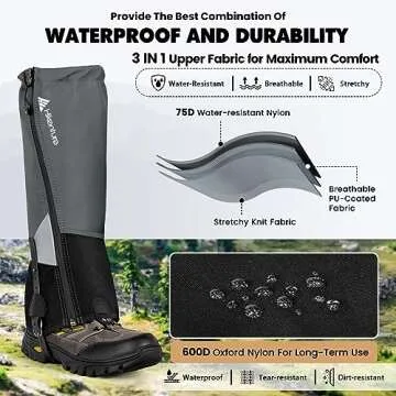 Durable Waterproof Gaiters for Hiking and Hunting